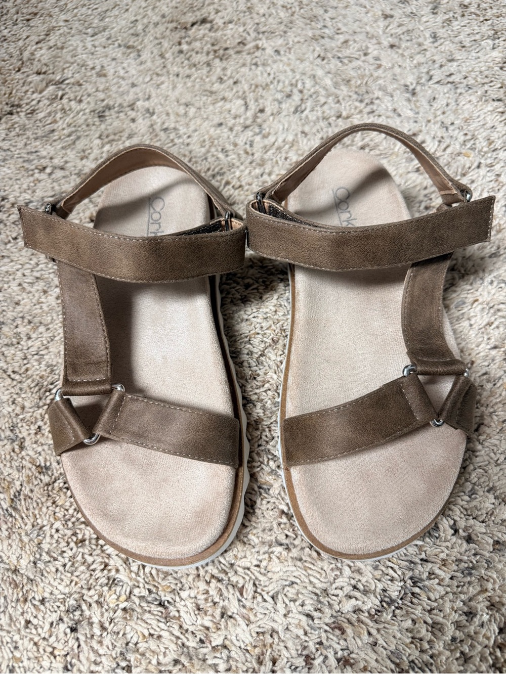 Women’s Corkys Brown Suede Adjustable Strap Sandals - Picture 1 of 6